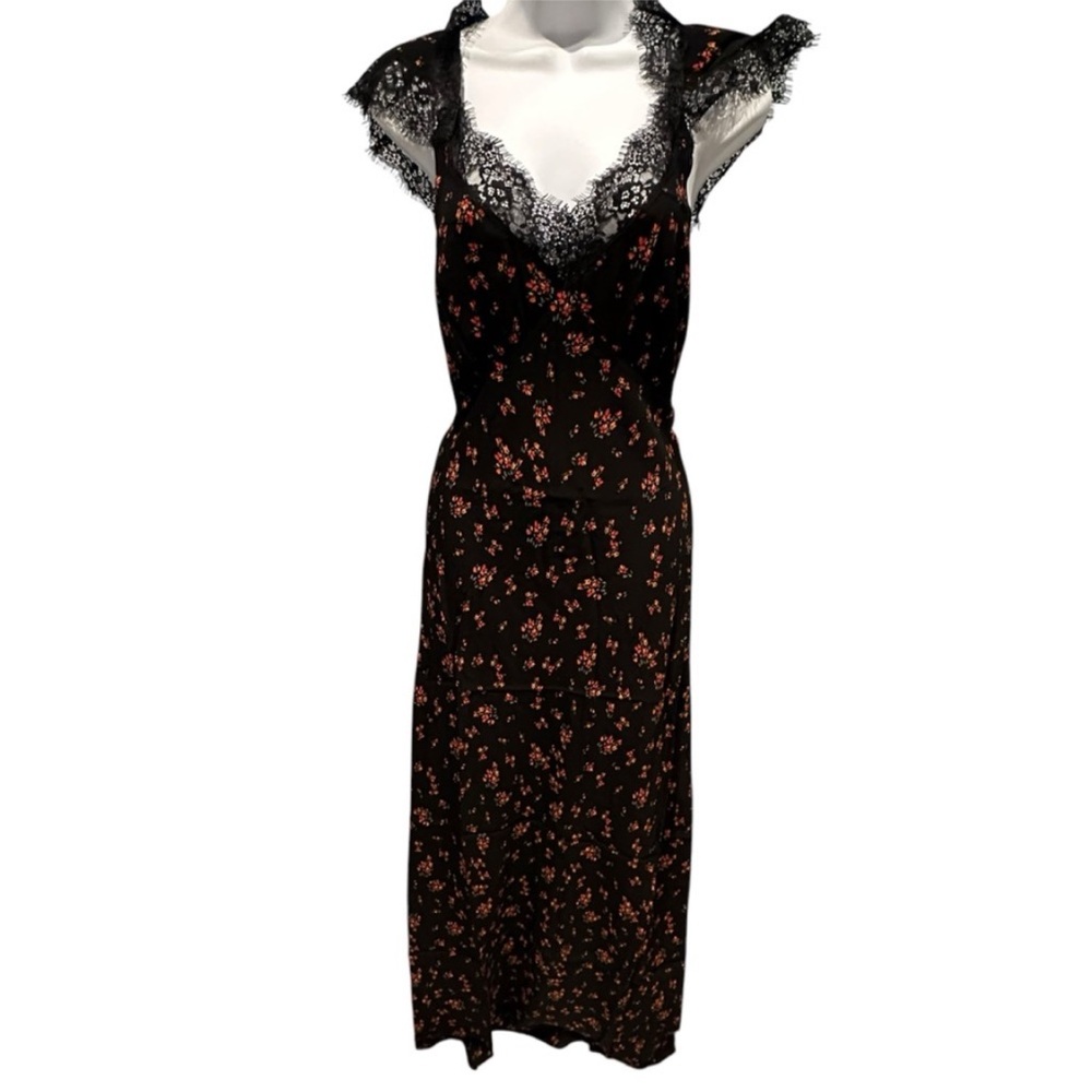 Rumored Frontier Floral Maxi Dress Spanish Poppy Black and Orange Small New